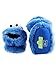 Sesame Street Cookie Monster Toddler Boys Girls Plush 3D Head Sock Top Slipper, Cookie Monster Blue, 5-6 Toddler