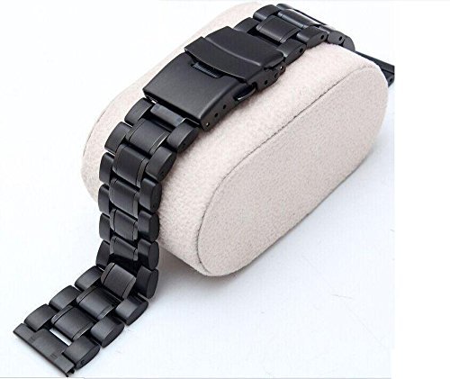 Topwell 22mm Stainless Steel Mesh Watch Band Strap Watchband Replacement Straight End Black
