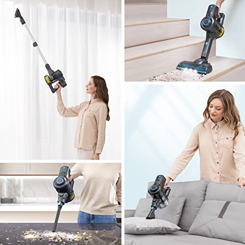 Oraimo Cordless Vacuum Cleaner, 2-speed adjustment Upgrade Lightweight Stick Vacuum OSV-102B with Self-Standing, Anti-tangle,Battery Vacuum Cleaner with LED for Home Pet Hair Carpet Hardwood Floor