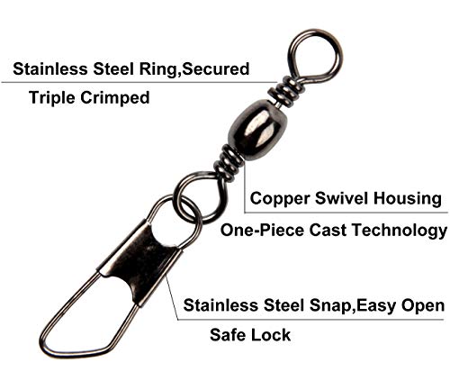 JSHANMEI Angelwirbel Snap Kit Rolling Barrel Swivel mit Sicherheitsverschluss Angelzubehör – Bild 4