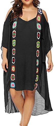 Swimwear Cover Up,Women Bohemia Beach Bikini Cover Ups, Bathing Suit Hollow Beachwear Bikini Cover Up Black