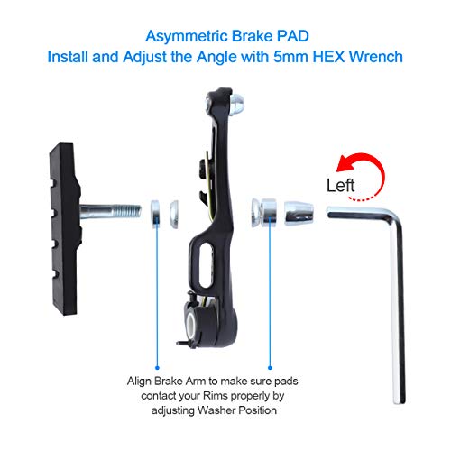 RUJOI Bike Brake kit V Type,110mm V-Brake Caliper,70mm Bike Brake Pads Set,Aluminum Bicycle Brake Lever,F/R Brake Housing and Cable, Brakes V Type Replacement Set for MTB, Road Bike,BMX,E Bike
