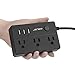 Surge Protector Power Strip JSVER Power Strip with 3 USB, 4.92 Ft Power Extension Cord with 3 Outlets, USB Power Strip for Travel, Nightstand, Home, Office, Cellphone (Black)