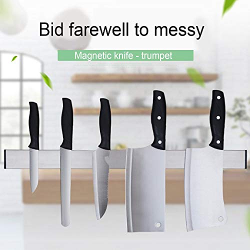 Magnetic Self-Adhesive Knife Holder Stand Stainless Steel Block Wall Mounted Easy Storage Knife Rack Strip for Kitchen Utensil - Silver