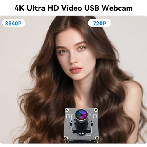 ELP 20MP USB-Kamera 4K 30fps USB 3.0 Typ-C Webcam, 3840P hochauflösende Kamera mit 95° Weitwinkelobjektiv Ohne Verzerrung, Plug & Play für Windows, Linux, PC,Jetson Nano,Industrielle Bildverarbeitung