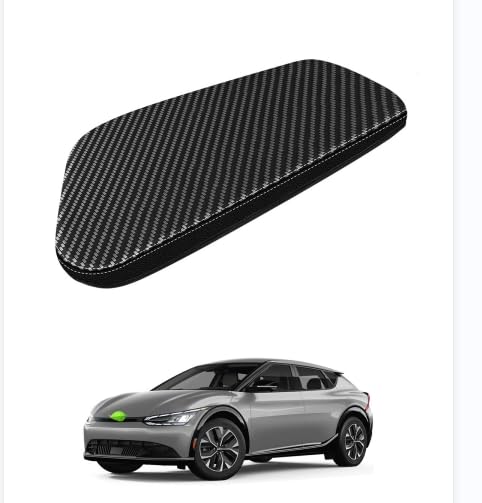 Photo 1 of Autorder Center Console Cover for Kia EV6 2022-2025 2026 Accessories Carbon Fiber Armrest Cover Anti-Scratch Middle Console Pad Leather Armrest Protector