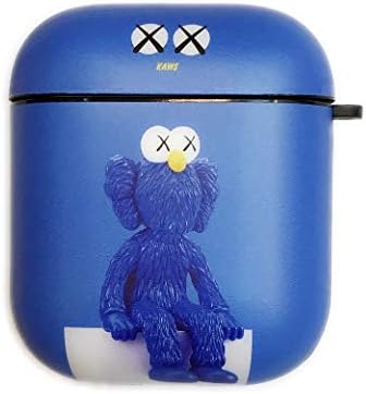 Slim Tight Fit Soft Blue Cookie Monster Case for Apple Airpods 1 2 Sesame Street Cartoon Luxury Designer High Fashion Cool Fun Stylish Fashionable Brand Girls Daughter Boys Son Kids