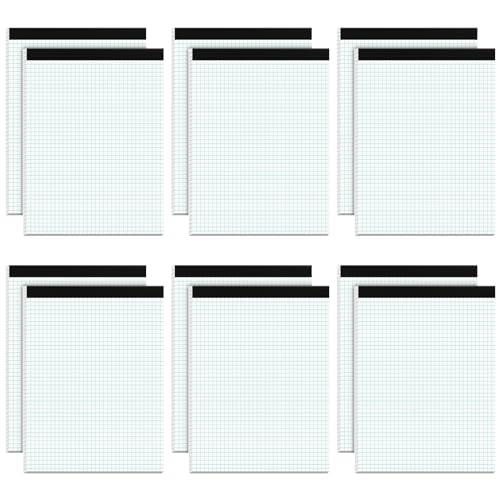 Graph paper pad 8.5 x 11, 12 pack graph paper notebook, 4x4 graph ruled, grid  paper pad 8-1/2