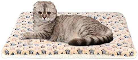 Ultra Soft Pet (Dog/Cat) Bed Mat with Cute Prints | Reversible Fleece Dog Crate Kennel Pad | Machine Washable Pet Bed Liner (X-Small, Brown)