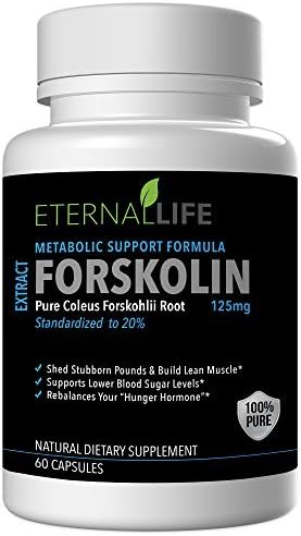 Pure Forskolin 125mg 20% Standardized For Weight Loss - Fat Burner And Appetite Suppressant To Support Your Ideal Body - 60 Capsules - FULLY GUARANTEED by Eternal Life