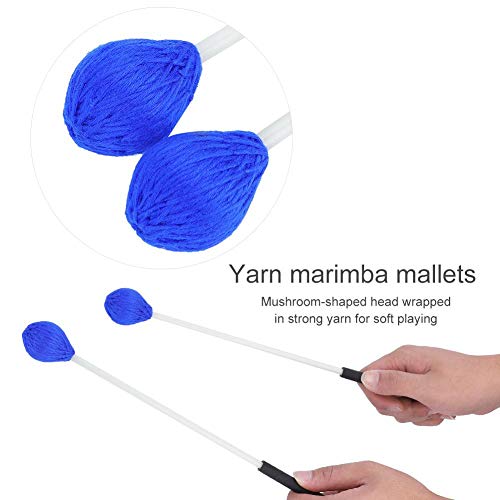 Marimba Mallets, Blue Sturdy Mushroom-Shaped Yarn Head Keyboard Musical Instruments Accessory Percussion Mallets with Fiberglass Handles for Beginners Marimba Playing - Thumbnail 5