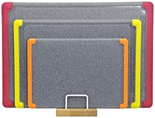Snow River M6006042 7mm Non-Slip Granite Poly Cutting Set-3 Boards and Stand, 4 Piece, Grey, Multi