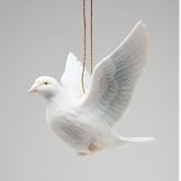 Fine Porcelain White Peace Love Dove Hanging Figurine Ornament, 3-1/8" L