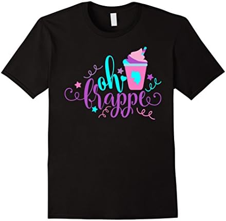 Mens Oh Frappe!  Hilarious Coffee Shirt with Unicorn Silhouette Large Black