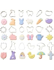 Wilton 18 Piece Metal Easter Cookie Cutter Set with Storage Tub