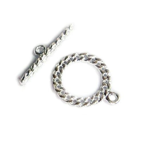 1 pc .925 Sterling Silver Round Bead Flower Toggle Clasp 15.5mm/Findings/Bright