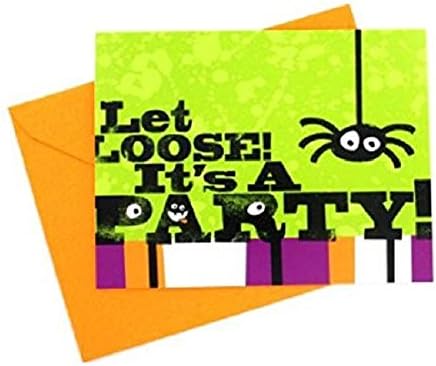 Halloween Party Invitations Kids or Adults Scary Spooky Spider Set of 20 Fill In Invites Pack and 20 Orange Envelopes