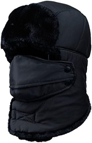 Royal Journey Unisex Windproof Winter Hat Trapper Hat Ear Flap Cap Hunting Russian Hat (black)
