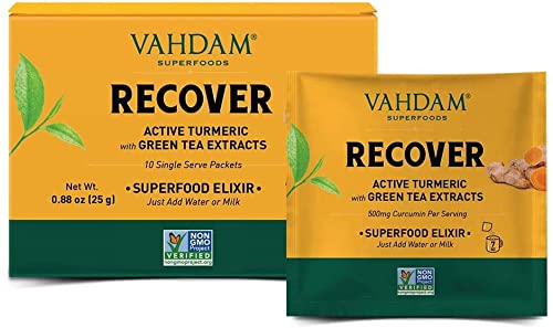 VAHDAM, Recover Superfood Elixir Mix - 10 Servings | | Active Turmeric with Green Tea Extracts | Turmeric Latte Tea| Non-GMO, Vegan, Keto-Friendly & Preservative-Free