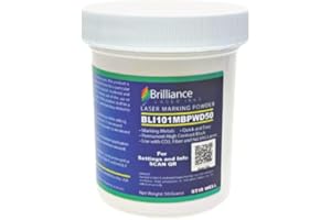 Brilliance Laser Inks 50 Grams Black Metal Marking Powder with Foam Brush | Permanent Durable High Contrast Laser Engraving Accessories for Fiber, YAG, and CO2 Laser Engraver BLI101MBPWD50