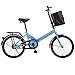 20-inch Variable Speed Shock Absorption Folding Bicycle Men and Women Lightweight Student Single Speed car Fixed Gear Bicycle Single Speed High Carbon Steel Frame-D-Sky Bluethumb 4
