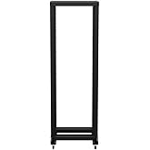 NavePoint 4-Post Adjustable Rack, 37U, Cage Nuts, Includes Casters, Black, SRB Series