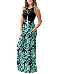 Maxi vestido de dama sin mangas, suelto, liso, casual, largo, con bolsillos