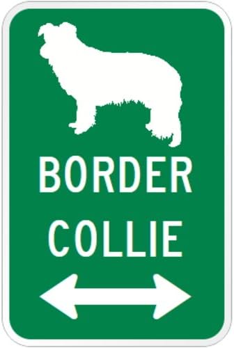 Amazon Border Collie マグネットサイン グリーン ボーダーコリー 小 シルエットイラスト 矢印 英語標識デザイン Water Resistant Signsup カー用品 通販