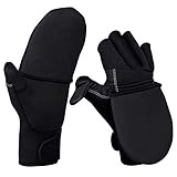 Goture Fingerless Gloves with Cover, Anti-Slip Half Finger Winter Flip-Over Mitten Fishing Gloves for Fishing
