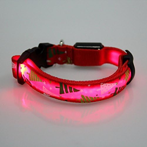 ITERY Dog Collar, LED Flashing Lights Dog Collar Pets LED Flash Collar (Red, S)