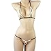 SS Queen Women Sexy Pearl Halter Lingerie Set G-String Thong Bikini (Black)