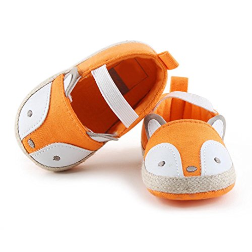 Dacawin Newborn Baby Girls Boys Fox Cloth Toddler Shoes (6-12 Month, Yellow)