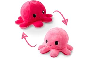 TeeTurtle - The Original Reversible Octopus Plushie - Light Pink + Dark Pink - Cute Sensory Fidget Stuffed Animals That Show Your Mood 4 inch