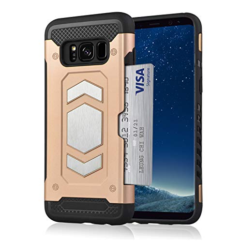 Samsung Galaxy S8 Plus/S8 Wallet Case, Slim Armor Shockproof Heavy Duty Protection Dual Layer TPU&PC Hybrid Case Cover with Card Slot Car Mount Holder Thin Case for Galaxy S8 (4, Galaxy S8 Plus)