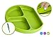 Babiere Silicone Toddler Plate – Powerful Suction Base Stays Put to Highchair – Grip Dish with Divided Sections – BPA & Toxin Free, Microwave & Freezer Safe – Free Silicone Baby Spoon – Green