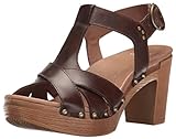 Dansko Women's Daniela Heeled Sandal, Teak Vintage Pull Up, 40 EU/9.5-10 M US