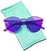 WearMe Pro Colorful One Piece Transparent Round Sunglasses | Fun Rimless Glasses for Women and Men | Retro Festival Sunnies