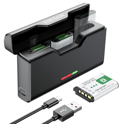ENEGON NP-BX1 Battery Pack 3 and 3-Channel Charger for Sony NP-BX1 M8, ZV-1, ZV-1 II, Cyber-Shot DSC-HX80, HX90V, HX95, HX99, RX1, RX1R II, RX100 (II/III/IV/VA/VI/VII), FDR-X) 3000, HDR-AS500