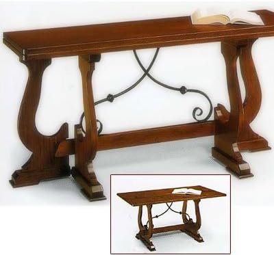 Antiche Riproduzioni Walnut Dining Kitchen Table cm 180x40 extensible, open cm 180x80, Solid Wood, MADE IN ITALY