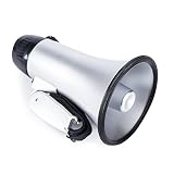 Sugar home Portable Megaphone Bullhorn 20 Watt Power Megaphone Speaker Voice and Siren/Alarm Modes with Volume Control and Strap (Silver)