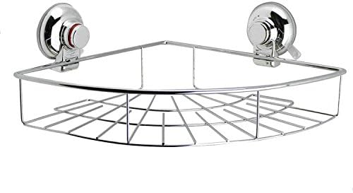 Push to Lock Strong Suction Corner Organizer Shower Caddy Rack for Bath Bathroom Kitchen – Stainless Steel Chrome