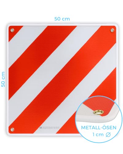 PLANGER® Warning Sign for Italy and Spain, 2-in-1, 50 x 50 cm Reflective Warning Sign, Red and White, for Rear Carrier and Bicycle Carrier