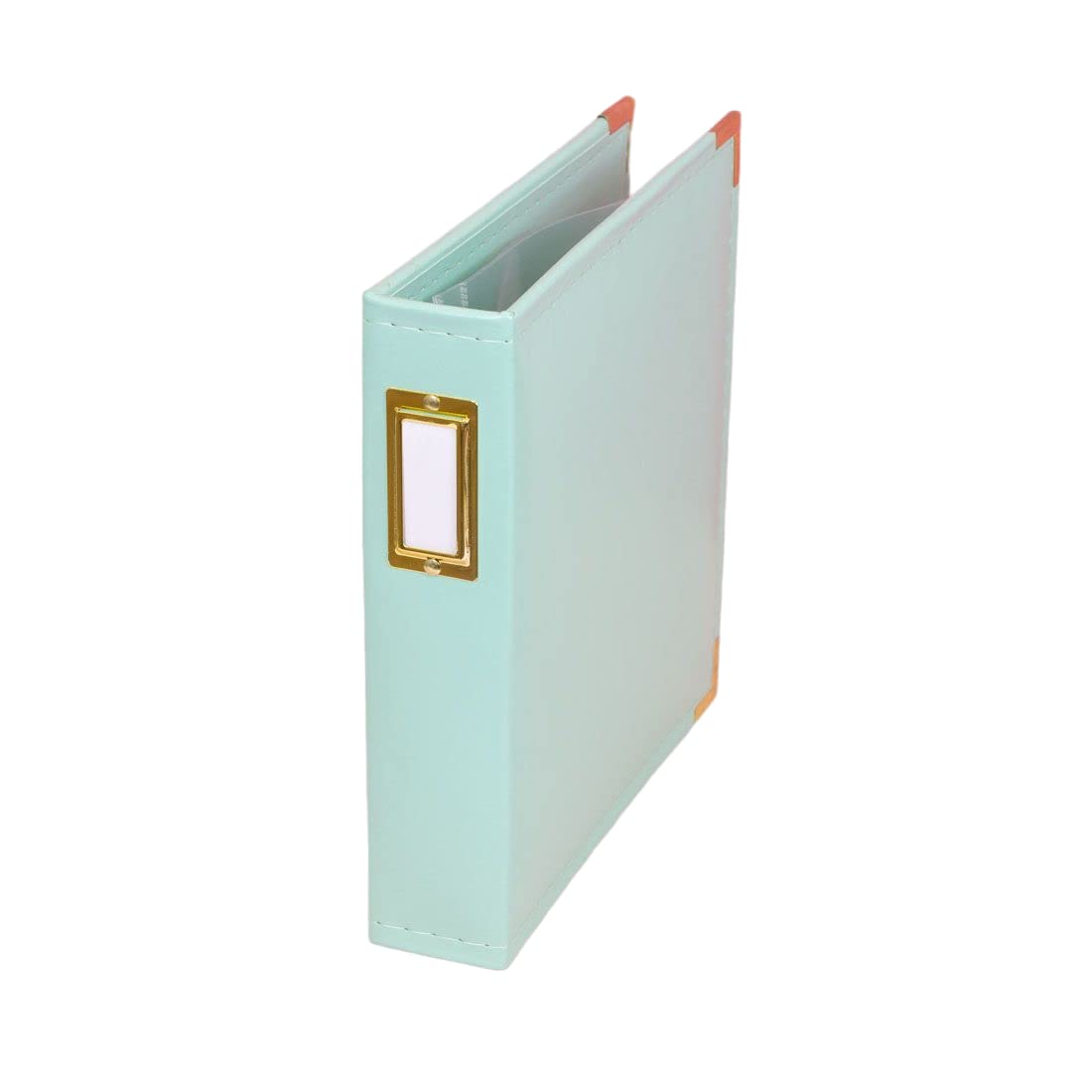 Craftelier - Album of Ecoleather Rings and 5 Sleeves of 15.24 x 20.32 cm (6" x 8") | System 2 Gold Metal D-Rings and Label Holders | Size 23.5 x 23.5 x 5 cm - Turquoise