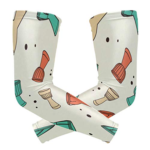 NQEONR Sports Athletic Arm Sleeve Drumming Instrument Band Art Popular Print Compression Sleeves Arm Warmer Moisture Wicking Uv Protection for Youth Adult Outdoor Sunblock Protective Gloves Sleeves