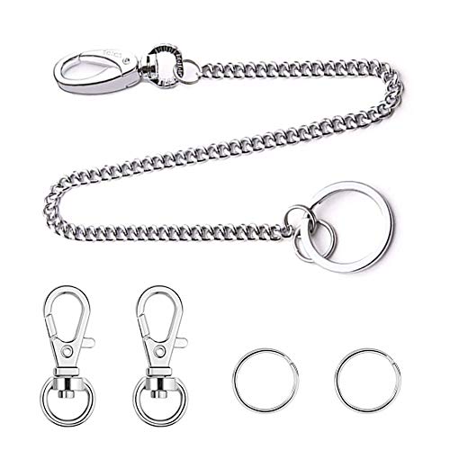 Huture Wallet Chain Anti Lost Key Chain Metal Pants Chain Purse Chain Pocket Chain Punk Keychain with Mini Hook Clasps Keyring Accessories for Men and Women's Jeans Belt Handbag, Silver 15 Inches - Thumbnail 7