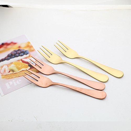 image for Sherily 12-Pieces Salad Forks Set, 5.5-Inch Rose Gold Reusable Metal S