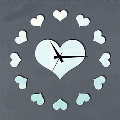 Lanmei 14H Modern Style Heart-shaped Mirror Wall Clock