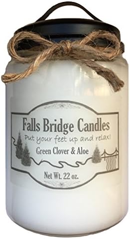 Falls Bridge Candles Green Clover & Aloe Scented Jar Candle, 22-Ounce, w/Star Lid