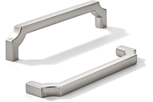 khtumeware 10-Pack 5 Inch Square Brushed Satin Nickel Cabinet Pulls, Solid Zinc Alloy Heavy-Duty Handles for Kitchen/Bathroom Cabinets, Drawers & Cupboards (5 Inch Center to Center)