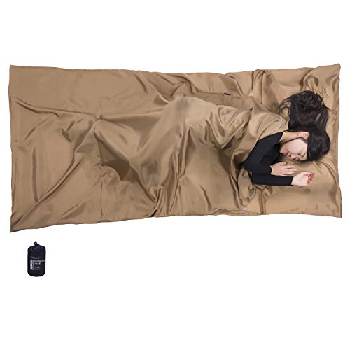 Browint Silk Sleeping Bag Liner, Silk Sleep Sack, Extra Wide 87"x43" & 87â€œx34â€, Lightweight Travel Sheet for Hotels, Envelop Style 73â€œx34â€, Hooded Mummy 87â€œx34â€, More Colors, Reinforced Gussets